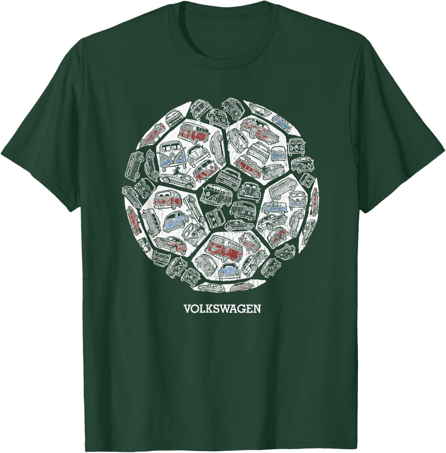 England Euro Football Campervans And Cars T-Shirt - T-Shirt | Forest