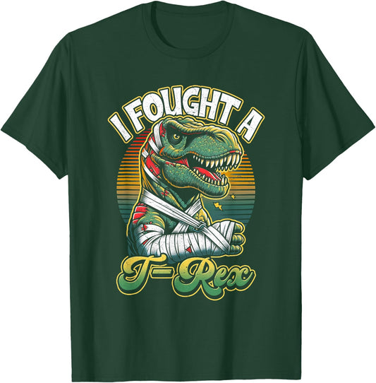Broken Arm Recovery Kids Boys Dinosaur I Fought A T-rex T-Shirt - T-Shirt | Forest