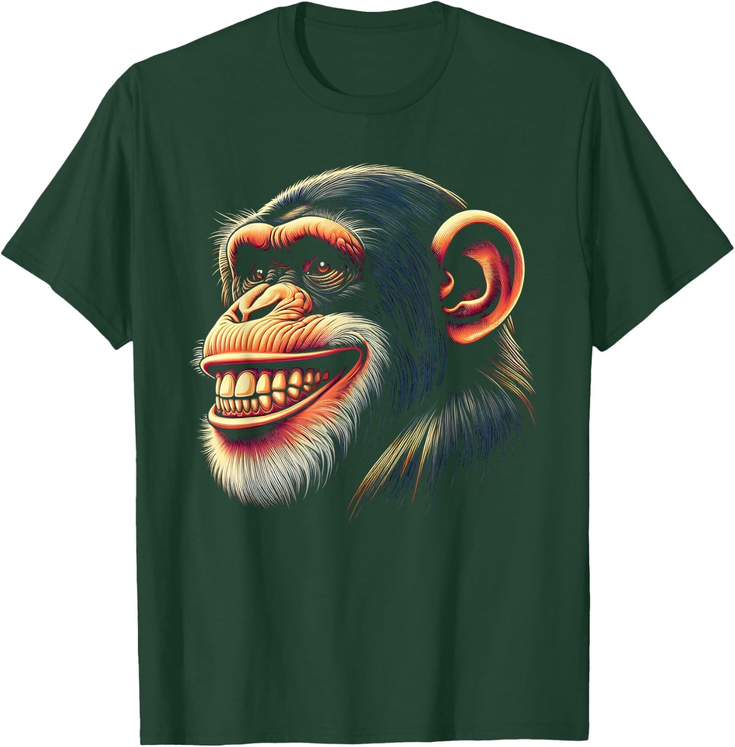 Smiling Chimpanzee Chimp Monkey Face T-Shirt - T-Shirt | Forest