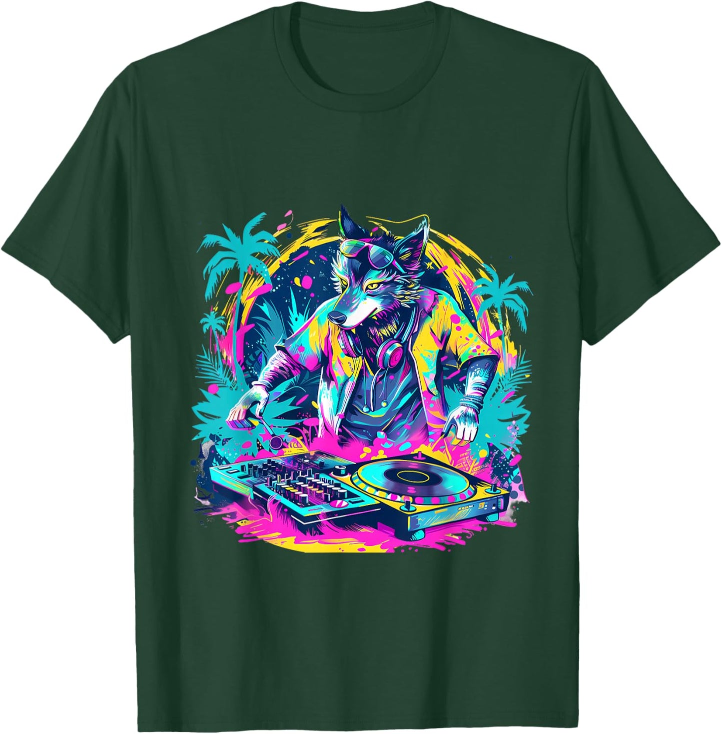 Wolf DJ Techno Dance Music Producer EDM Turntable DJ Wolf T-Shirt - T-Shirt | Forest