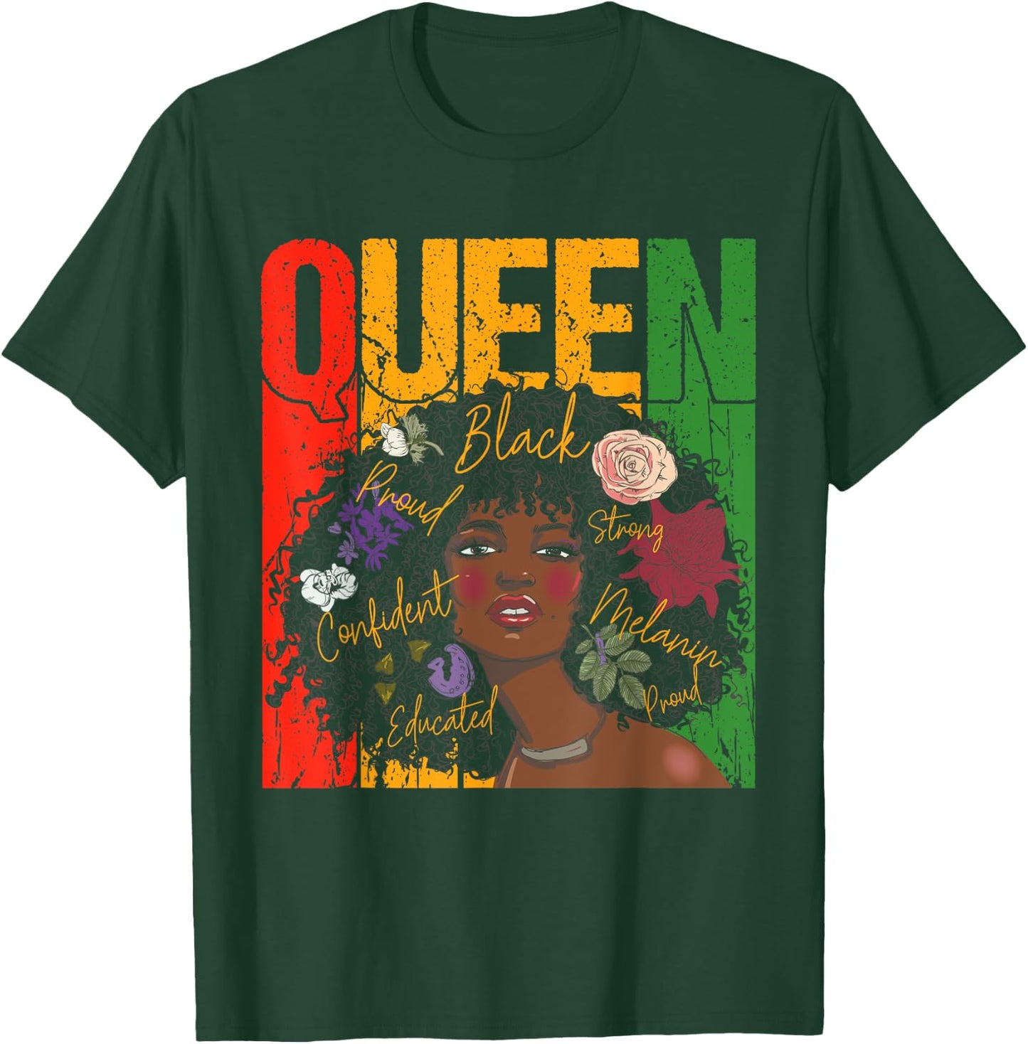 Juneteenth Black History Month Educated African Queen T-Shirt - T-Shirt | Forest