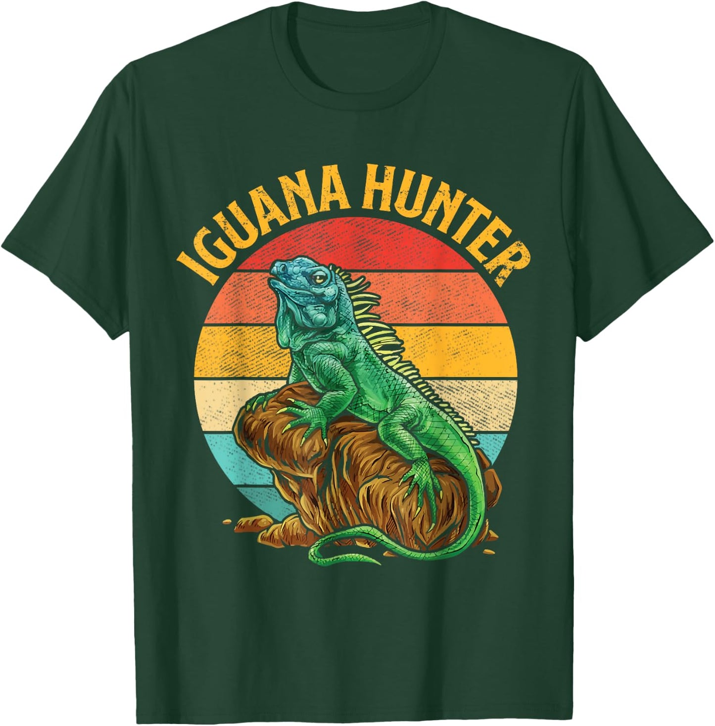 Retro Iguana Hunter Reptile Herpetologist Herpetology Lover T-Shirt - T-Shirt | Forest