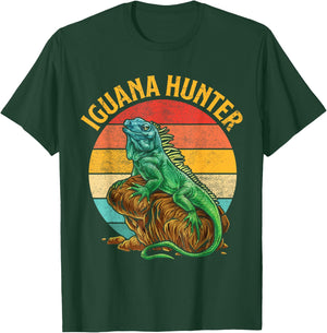 Retro Iguana Hunter Reptile Herpetologist Herpetology Lover T-Shirt - T-Shirt | Forest