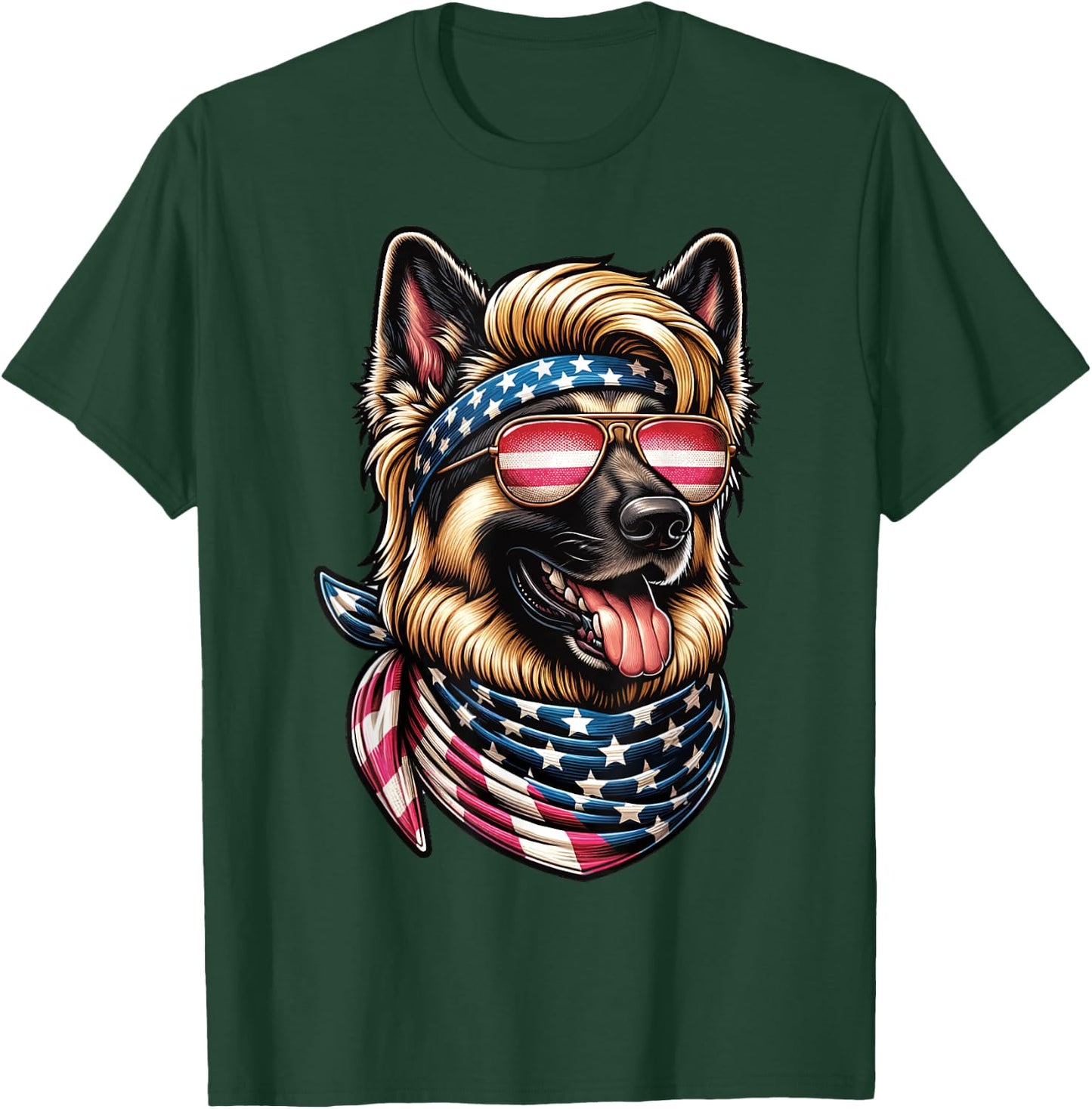 4th of July Patriotic Funny German Shepherd July 4th USA T-Shirt - T-Shirt | Forest