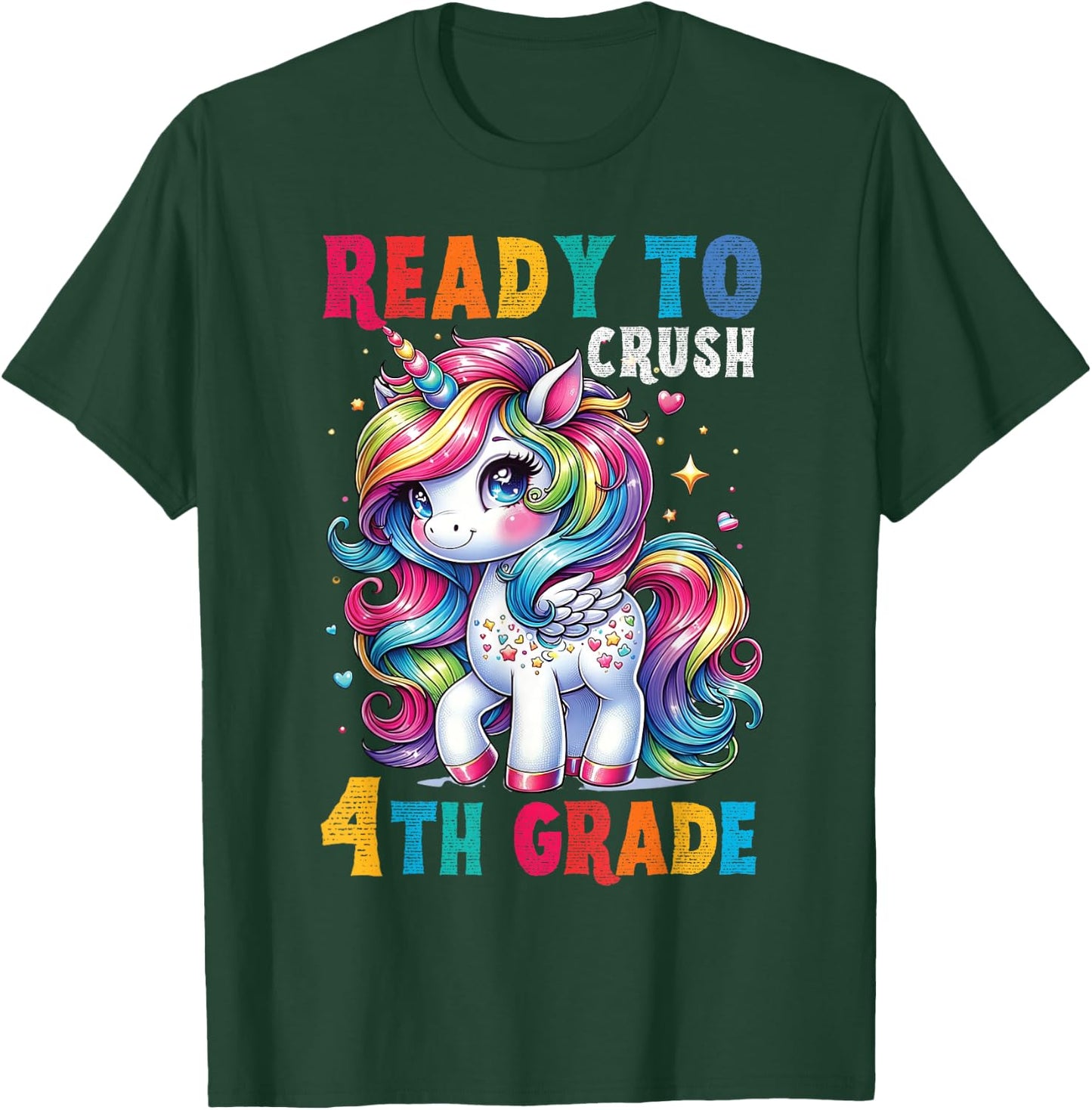 Student Unicorn Ready back to School crush 4th grade Girls T-Shirt - T-Shirt | Forest