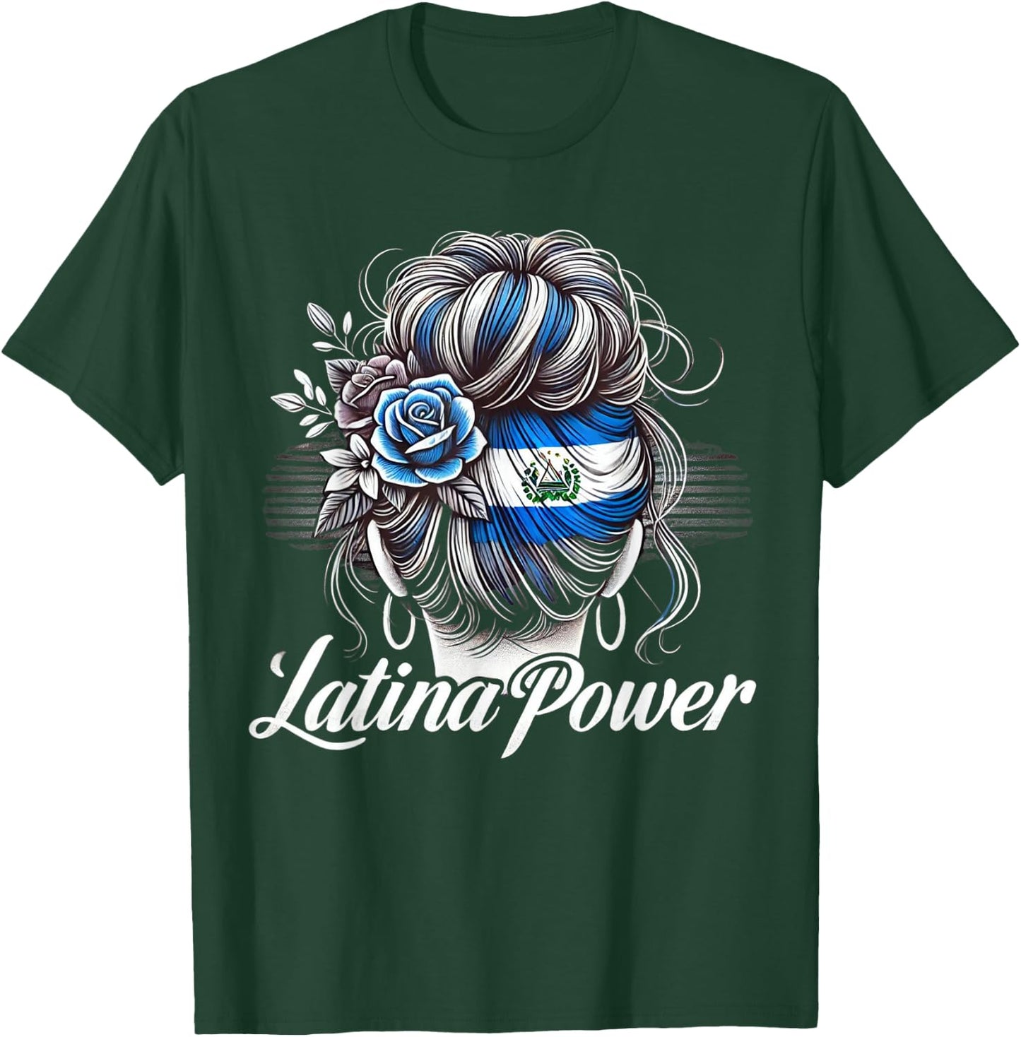 Hispanic Heritage Month Latina Power El Salvador Flag Women T-Shirt - T-Shirt | Forest