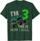I'm 3 This Is How I Roll Monster Truck Birthday 3 Years Old T-Shirt - T-Shirt | Forest