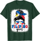Filipino Girl Messy Bun Philippines Flag Patriotic Women Kid T-Shirt - T-Shirt | Forest
