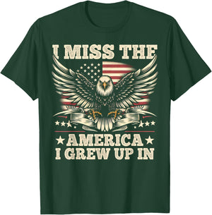 I Miss The America I Grew Up In Retrro Vintage American Flag T-Shirt - T-Shirt | Forest