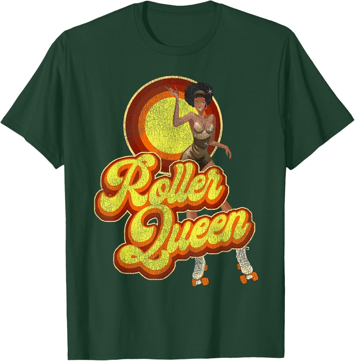 Cool Roller Skating Skate Girl 1970S Retro Afro T-Shirt - T-Shirt | Forest