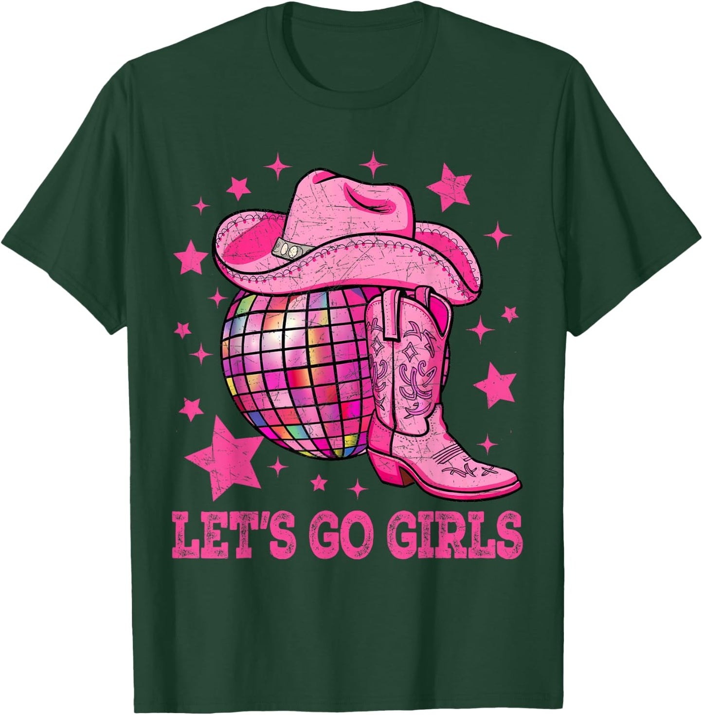 Western Disco Bachelorette Party Cowgirl Let's Go Girls T-Shirt - T-Shirt | Forest