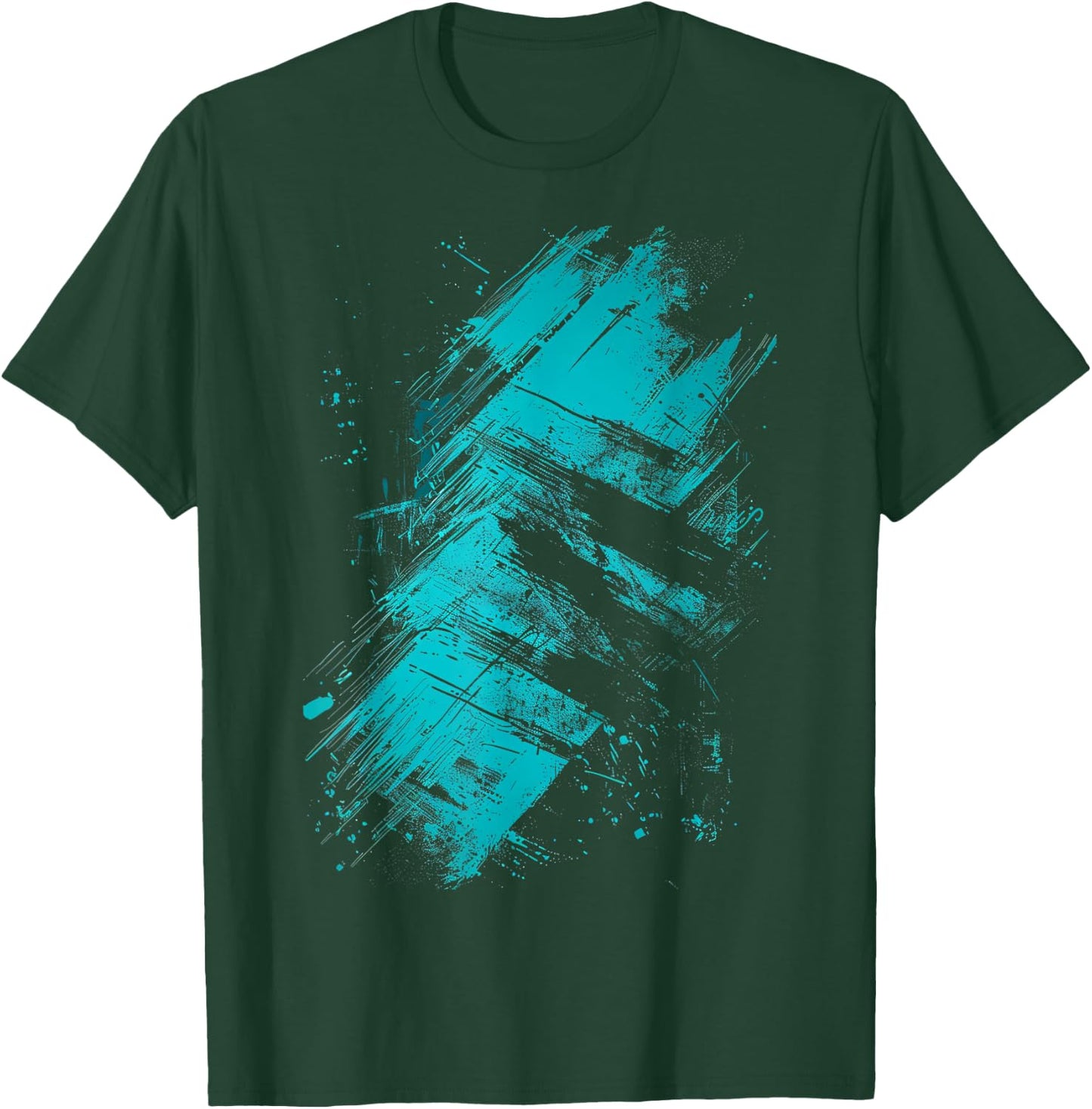 Teal And Black Grunge T-Shirt - T-Shirt | Forest