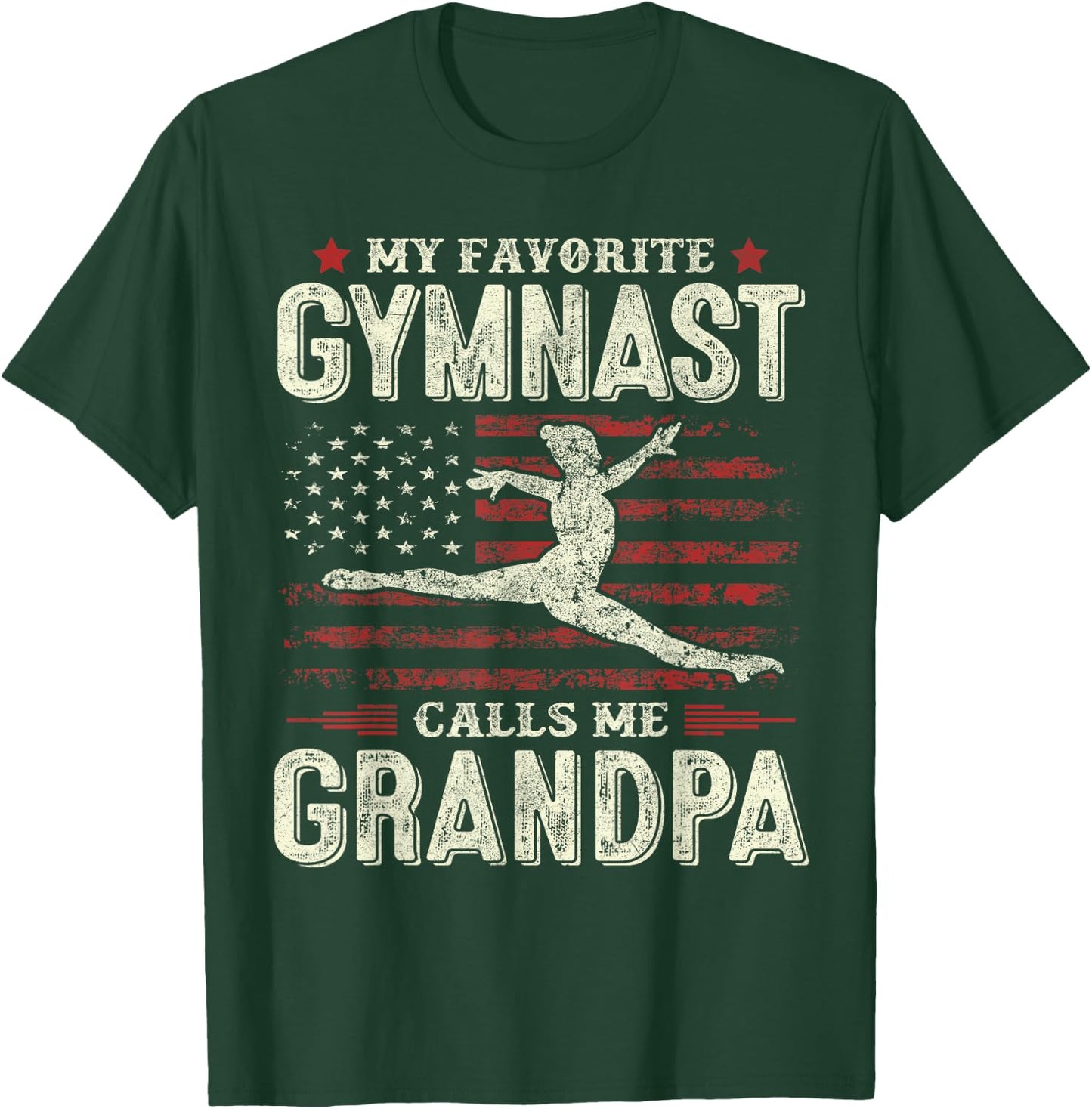 My Favorite Gymnast Calls Me Grandpa Gymnastics Fathers Day T-Shirt - T-Shirt | Forest