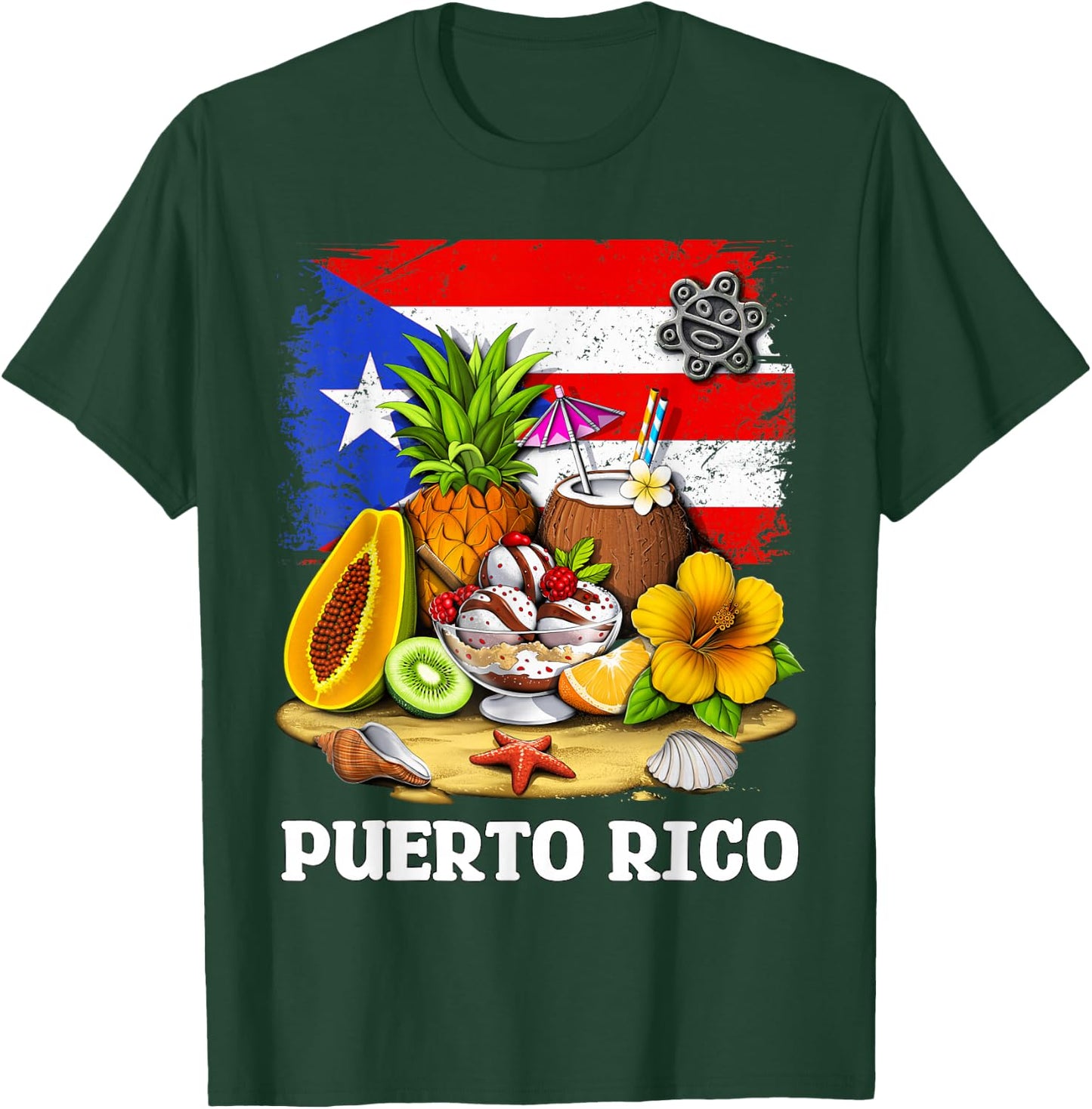 Puerto Rico Flag Boricua Proud Puerto Rican Heritage T-Shirt - T-Shirt | Forest