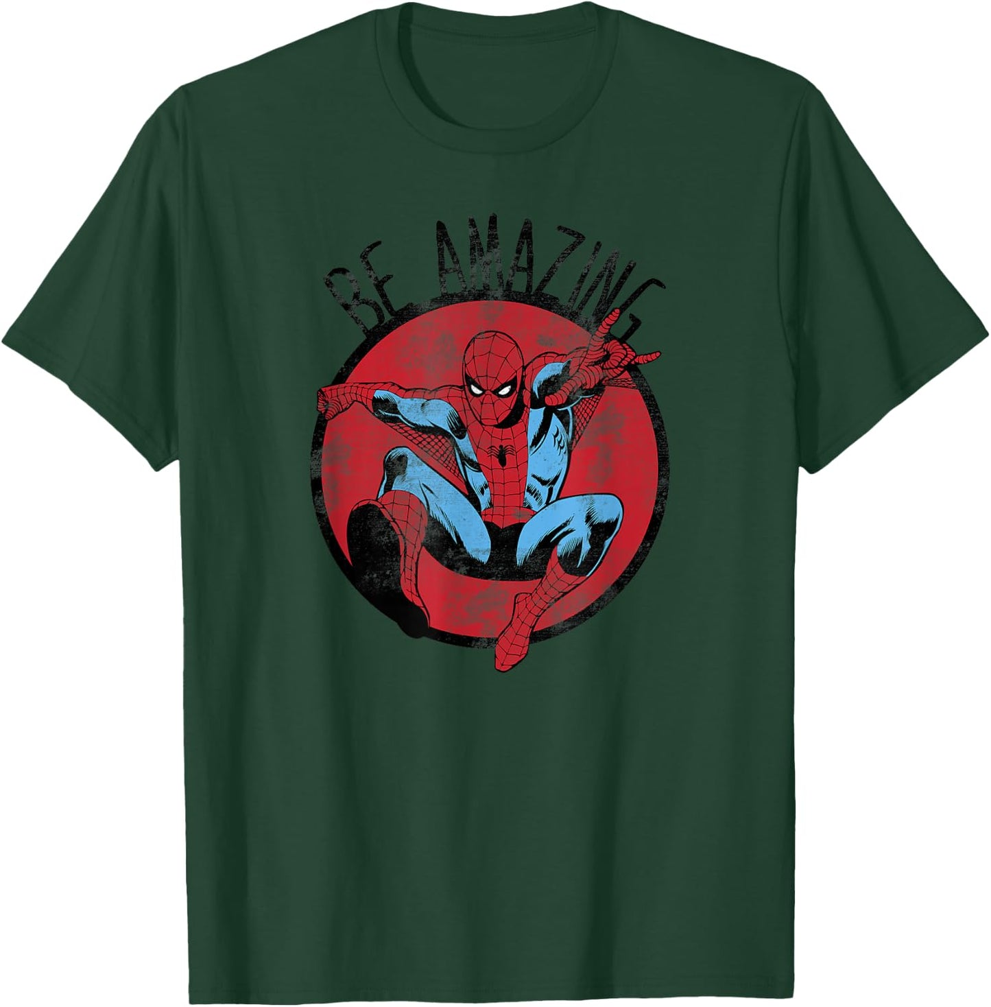 Marvel Spider-Man Be Amazing Distressed Comic Circle T-Shirt - T-Shirt | Forest