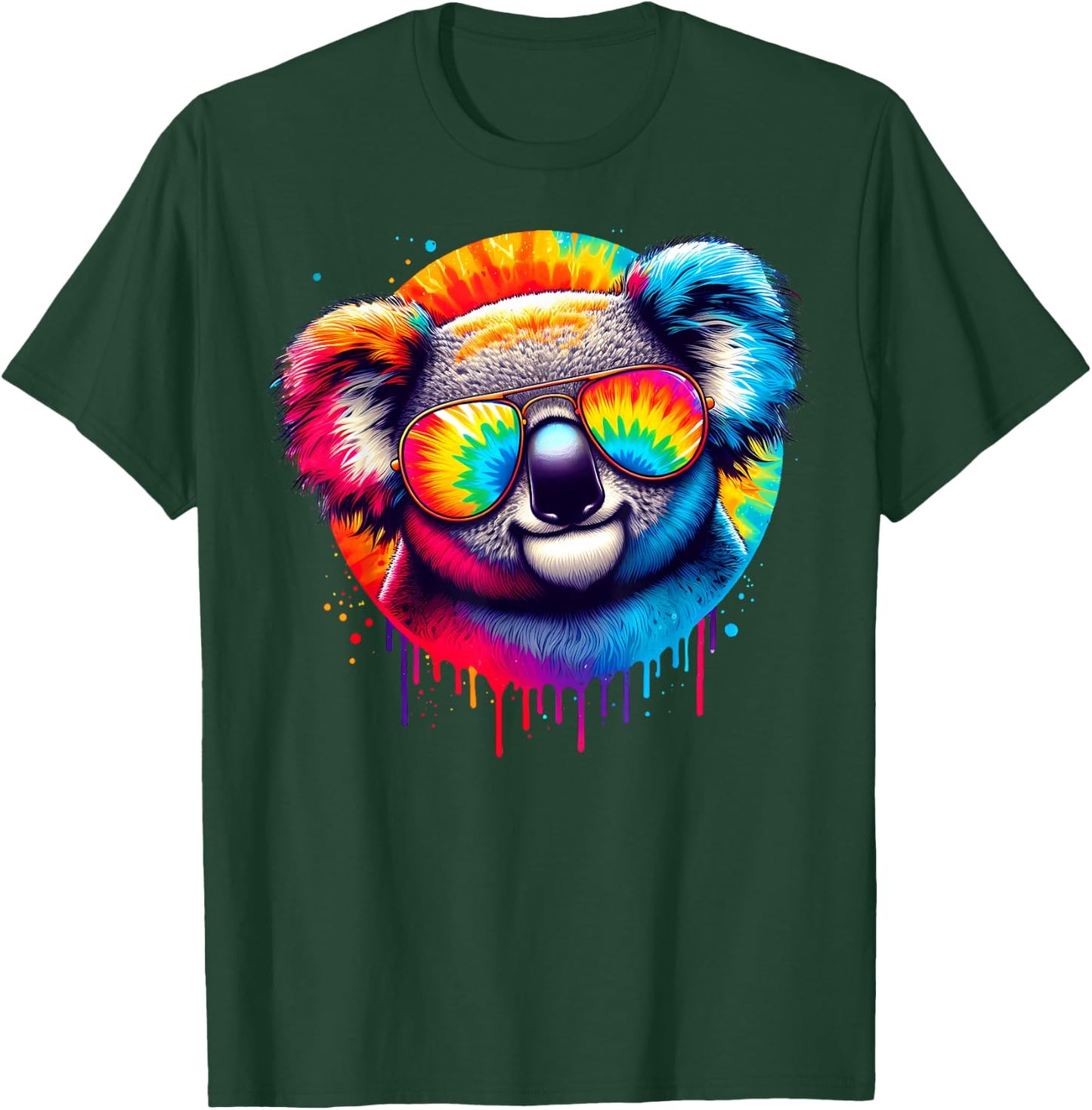Cool Tie Dye Sunglasses Koala Graphic Illustration Art T-Shirt - T-Shirt | Forest