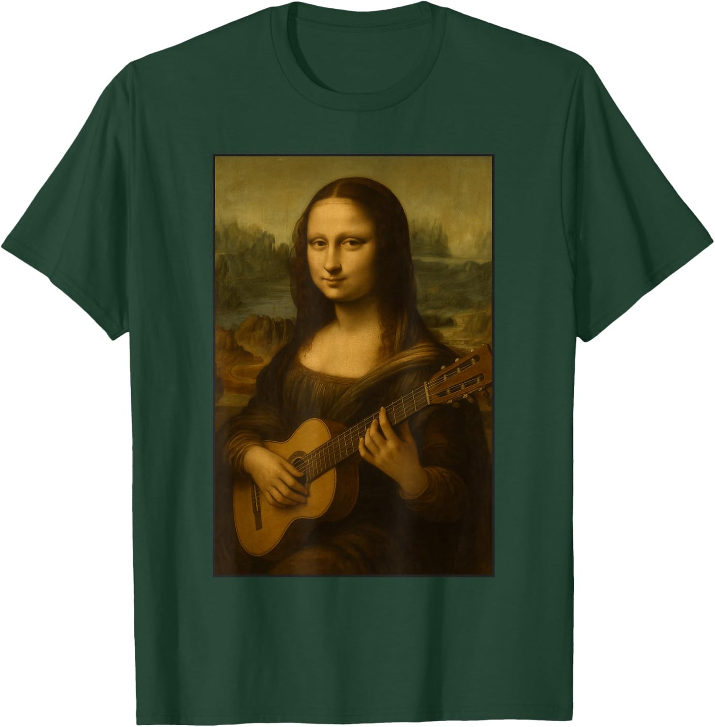 Mona Lisa Playing Guitar Renaissance Guitarist Musician Art T-Shirt - T-Shirt | Forest