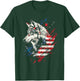 Wolf American Flag USA Patriotic Wolf Lover Women Kids Men T-Shirt - T-Shirt | Forest