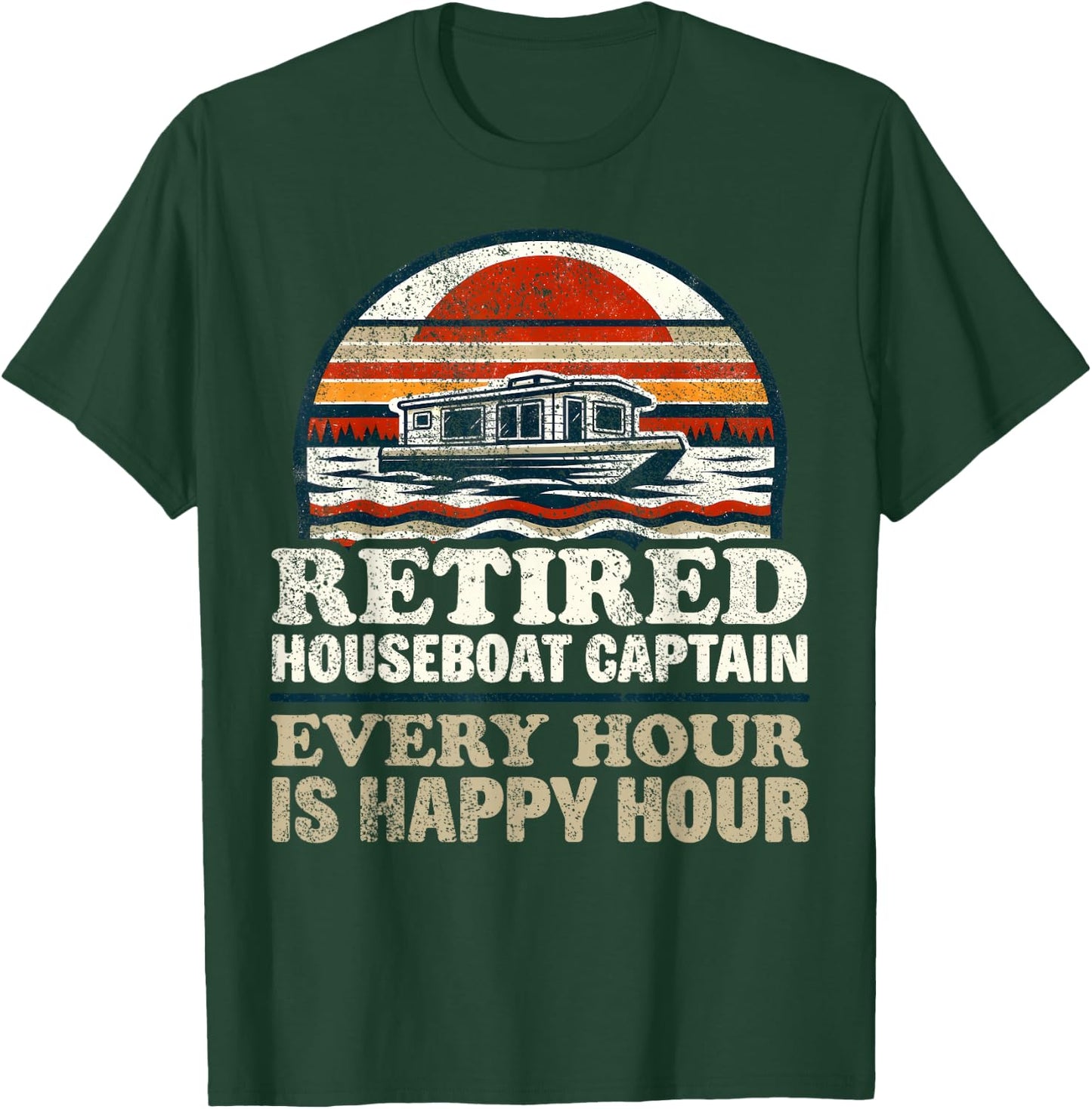 Retired Houseboat Captain Pensioner Houseboat T-Shirt - T-Shirt | Forest