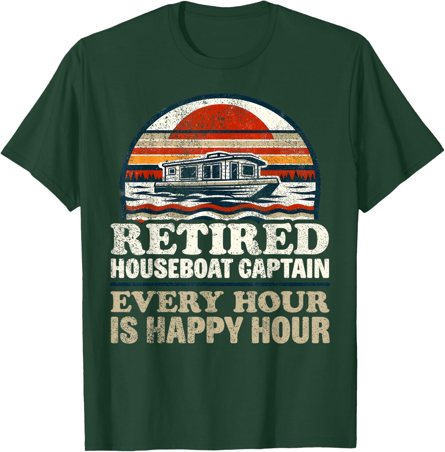 Retired Houseboat Captain Pensioner Houseboat T-Shirt - T-Shirt | Forest