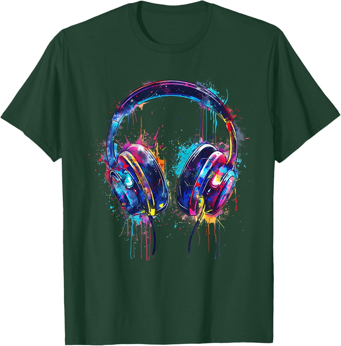 Headphones Music DJ Splash Dance Club Music Headphones House T-Shirt - T-Shirt | Forest