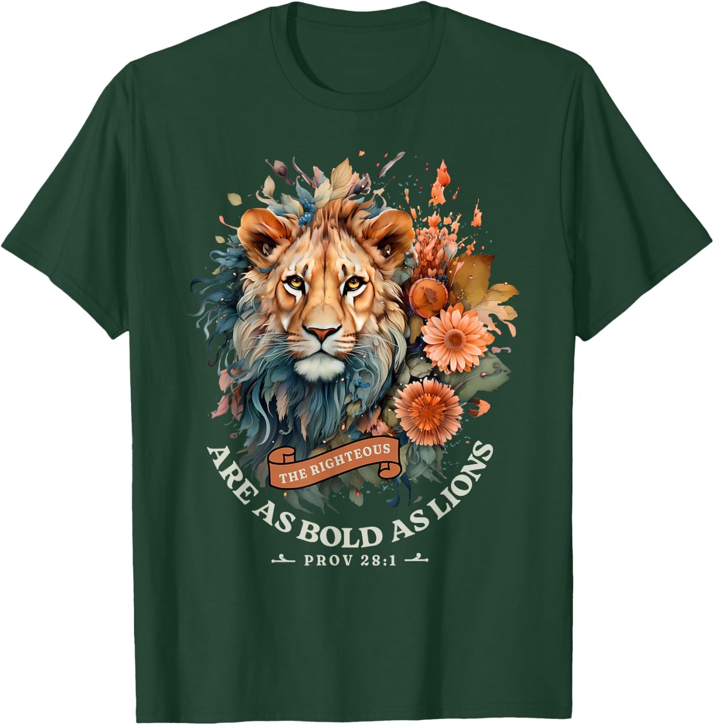 Christian The Righteous Are Fearless Lion of Judah God Faith T-Shirt - T-Shirt | Forest