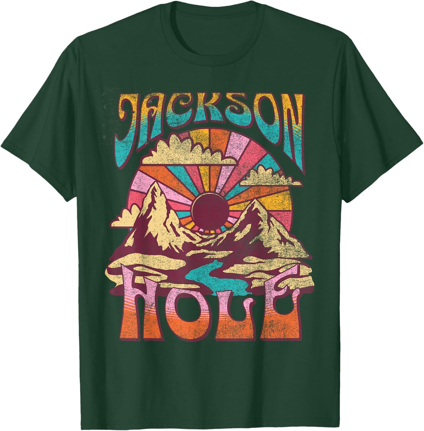 Jackson Hole Wyoming Nature Hiking Mountains Outdoors Retro T-Shirt - T-Shirt | Forest