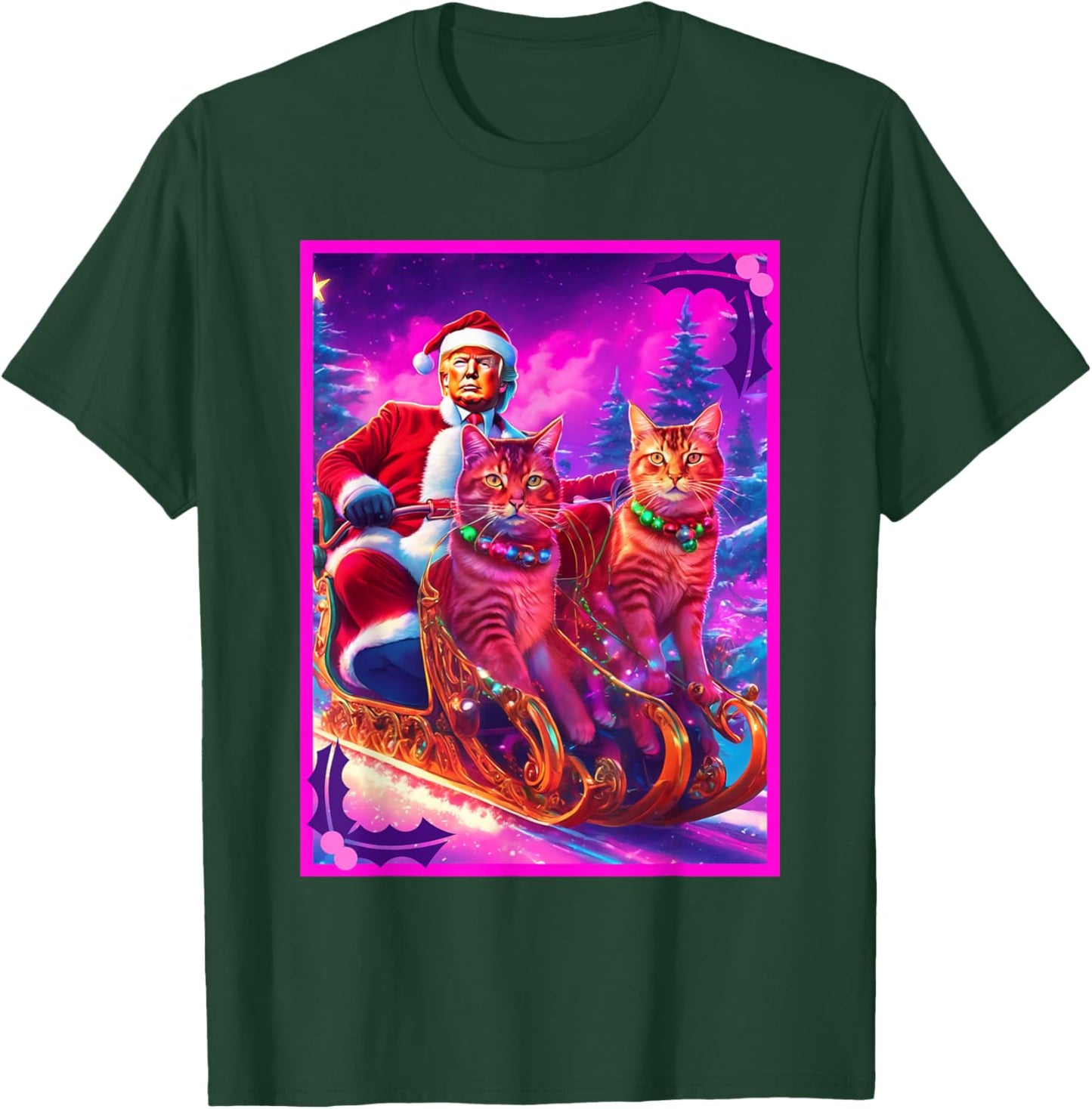 Funny Cat Lover Christmas Sweater Trump Ugly Christmas Women T-Shirt - T-Shirt | Forest