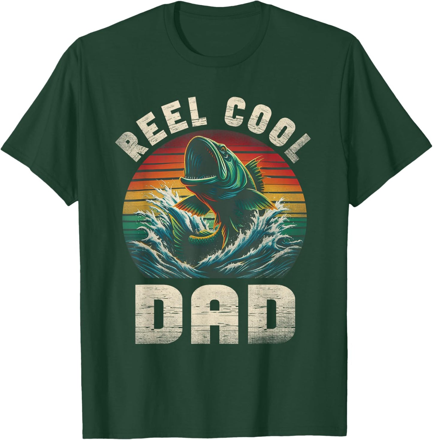 Reel Cool Dad Fishing Daddy Father's Day Fisherman Fish T-Shirt - T-Shirt | Forest