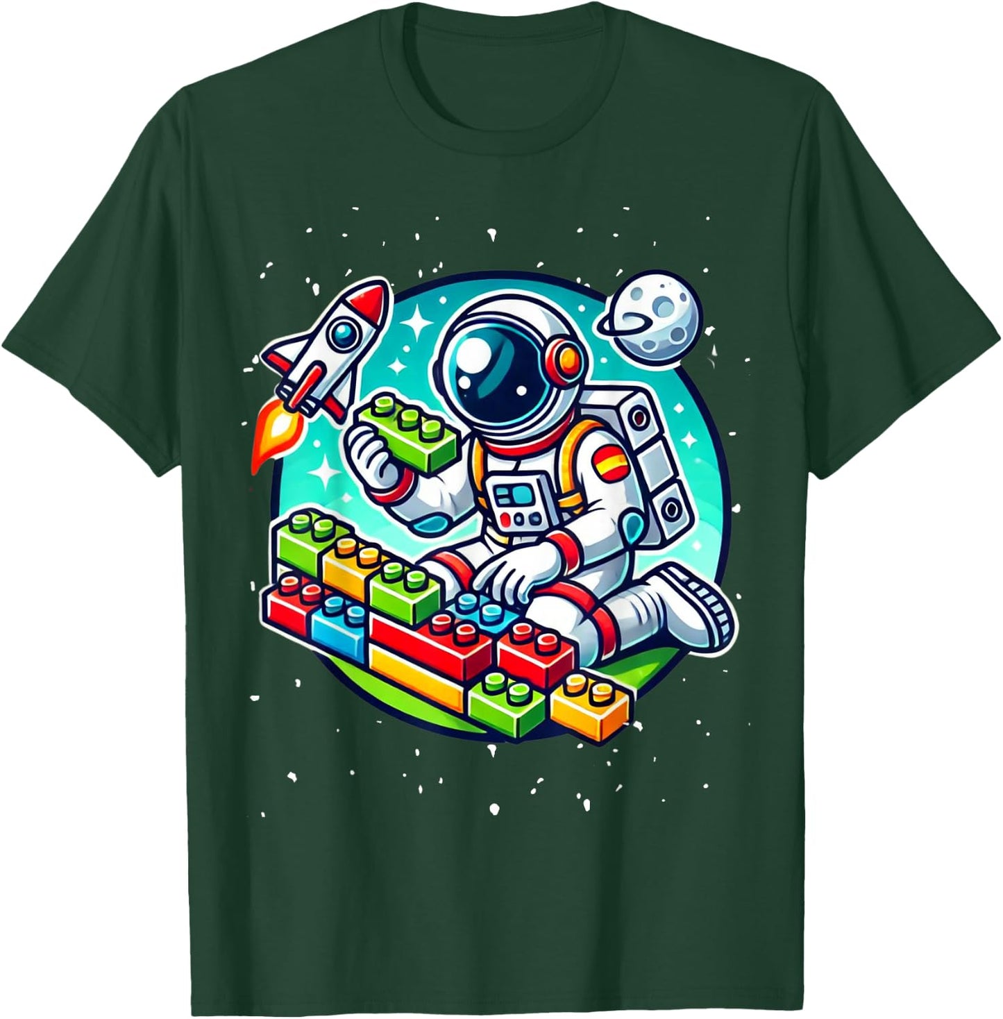Master Builder Space Astronaut Building Blocks Bricks Boys T-Shirt - T-Shirt | Forest