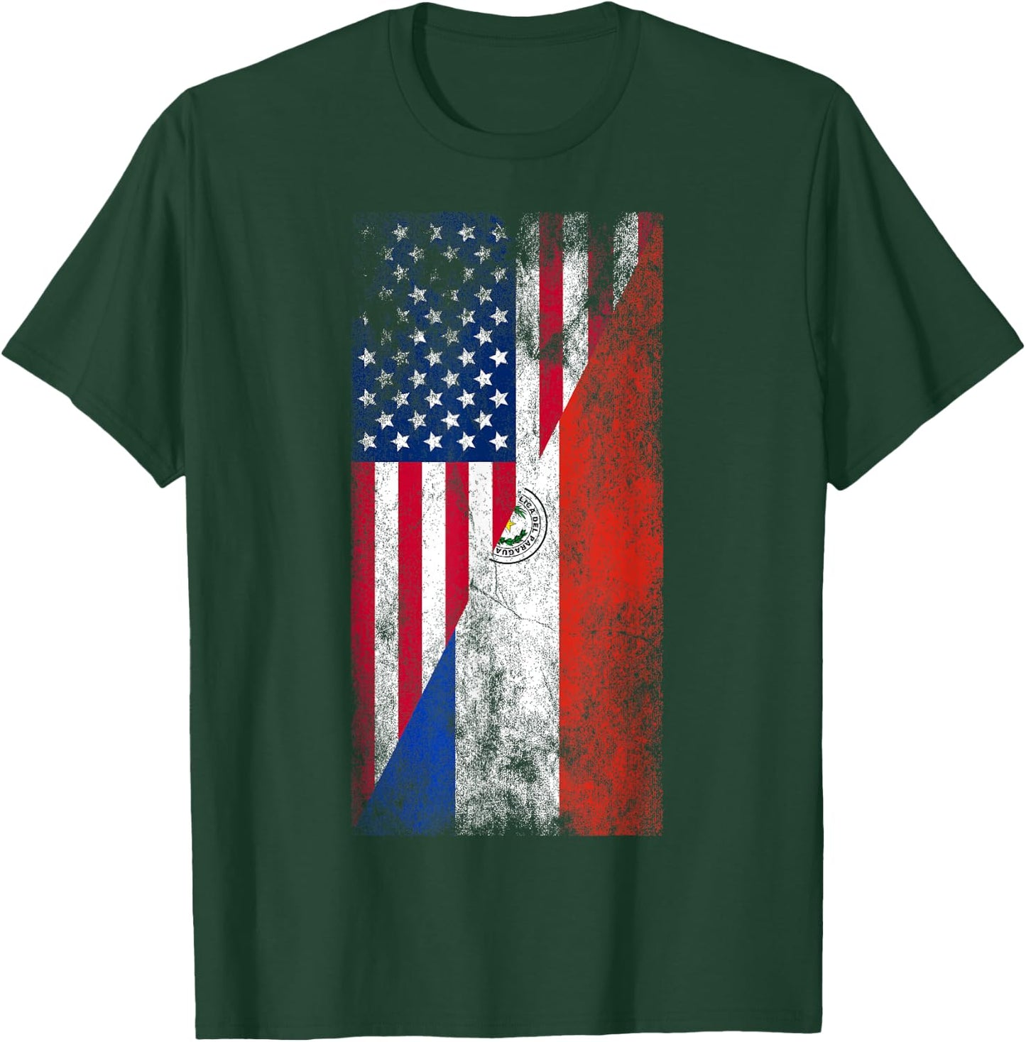 USA & Paraguay Flags - United States of America, Paraguayan T-Shirt - T-Shirt | Forest