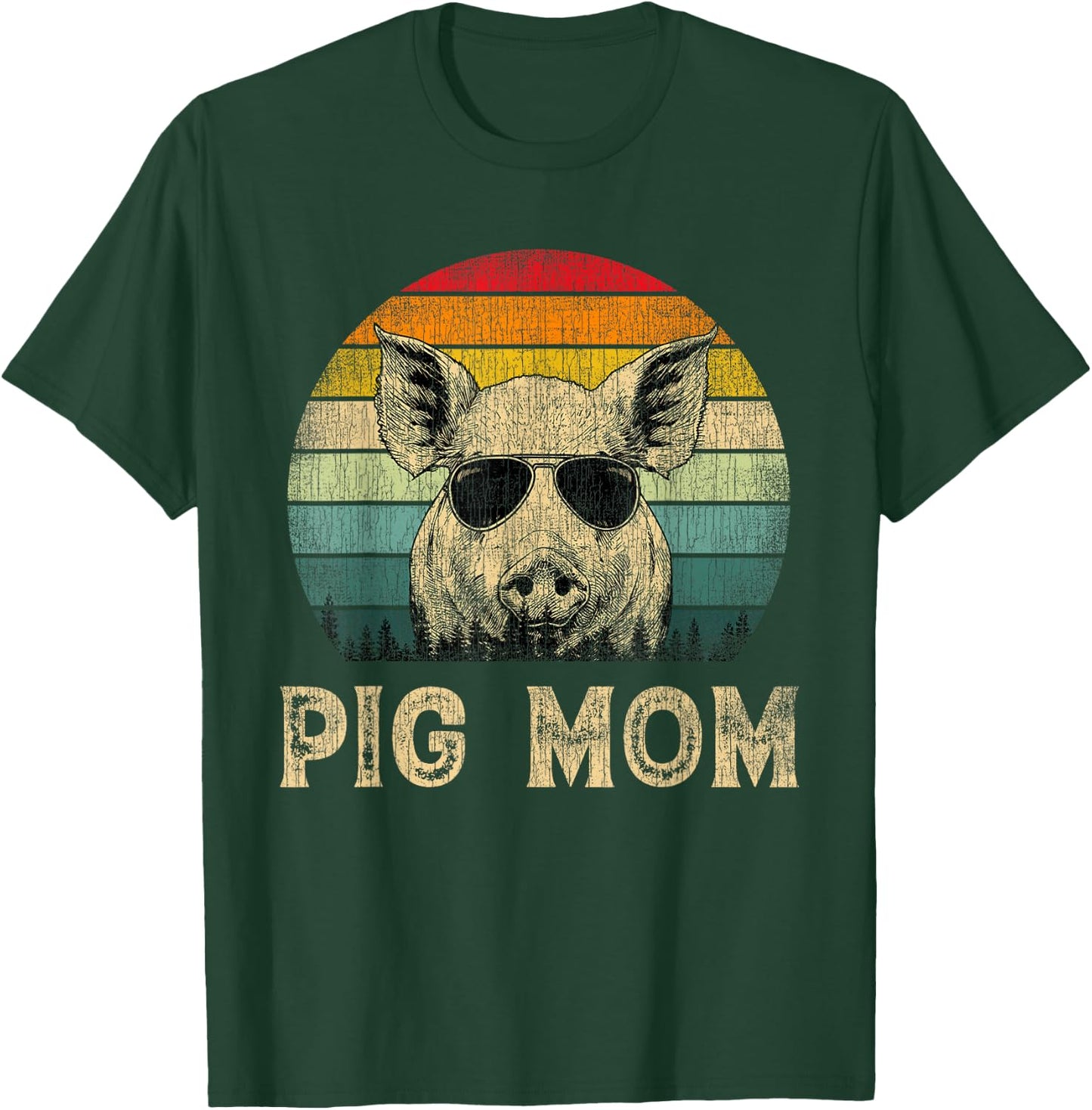 Vintage Pig Mom Pig Lovers Mommy Mother's Day T-Shirt - T-Shirt | Forest