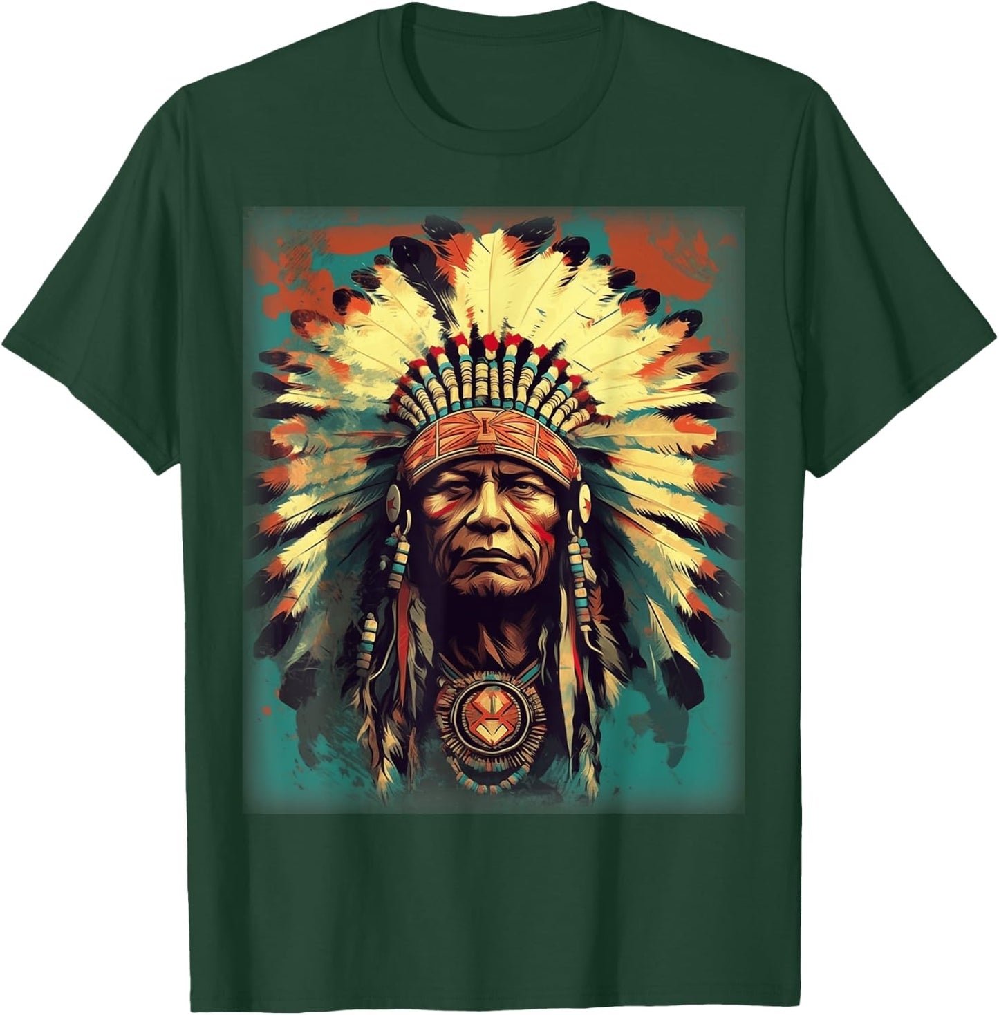 Native American Indian Headdress Traditional Art Men Women T-Shirt - T-Shirt | Forest