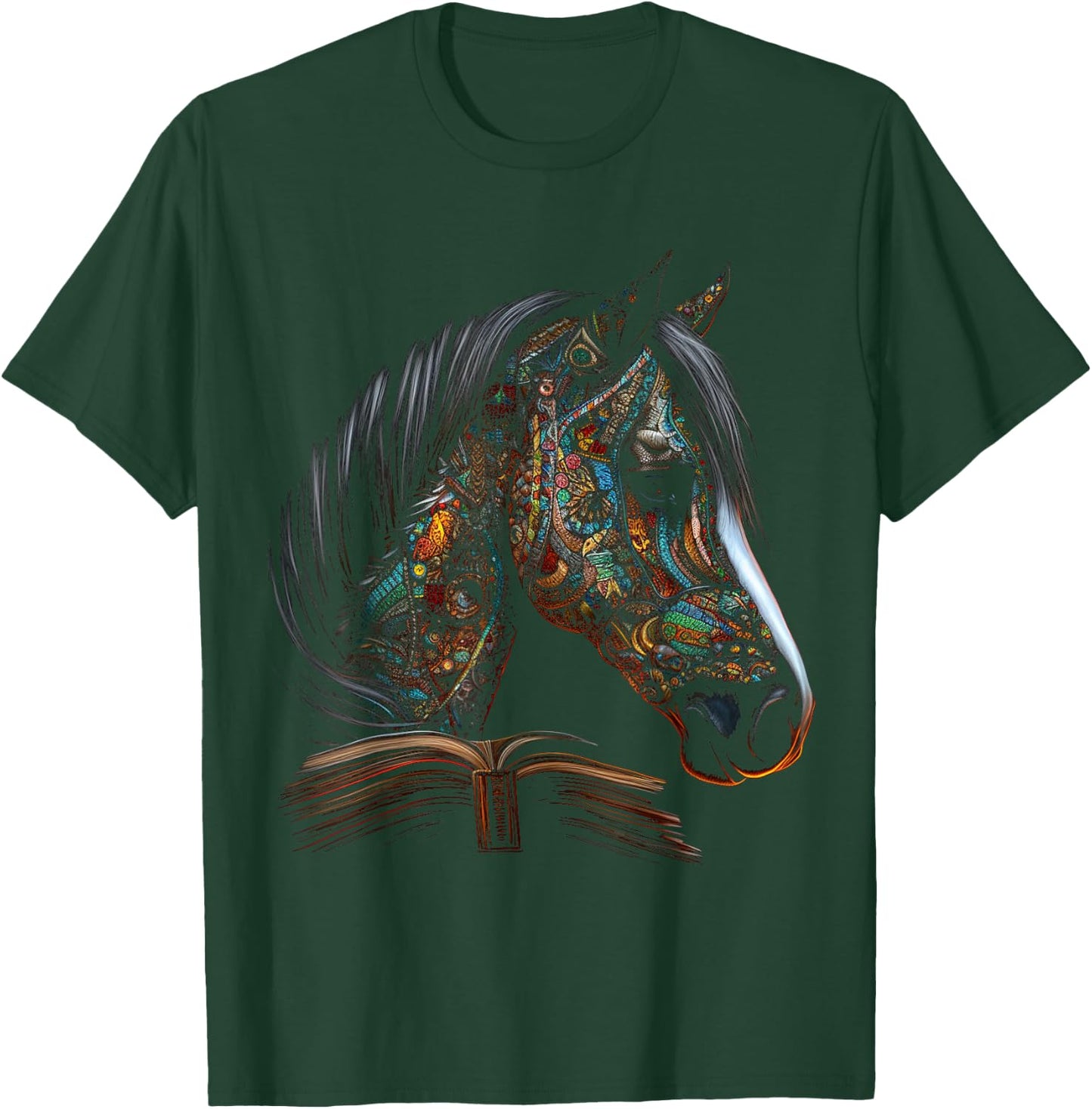 Horse Artwork - Horse Motif Book Riding Animals Horse T-Shirt - T-Shirt | Forest