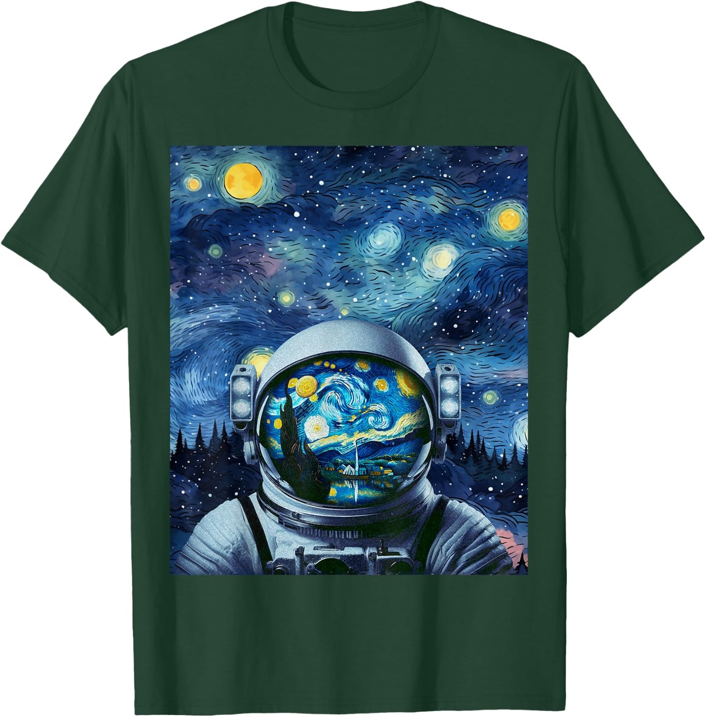 Graphic Van Gogh Starry Night Space Lovers Astronaut Lover T-Shirt - T-Shirt | Forest