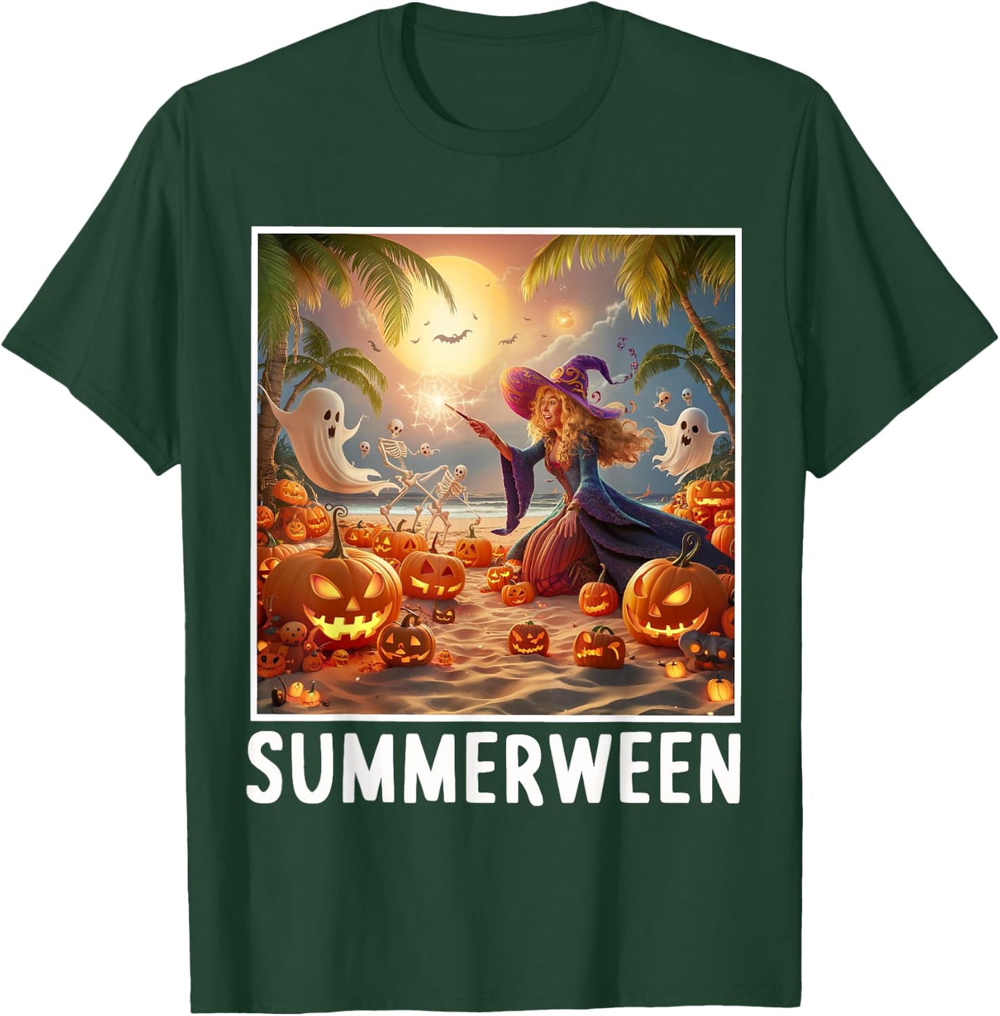 Summerween Vibes Halloween Summer Celebrate T-Shirt - T-Shirt | Forest