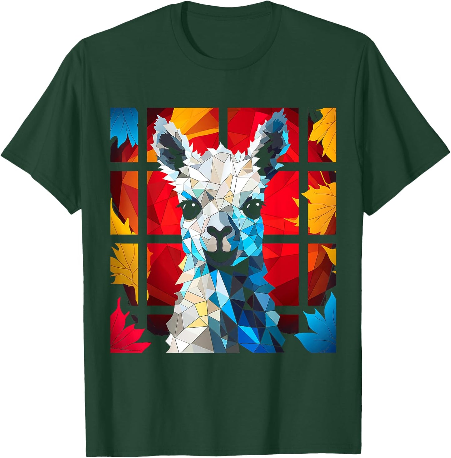 Alpaca Polygon Animal Zoo Artwork Llama T-Shirt - T-Shirt | Forest