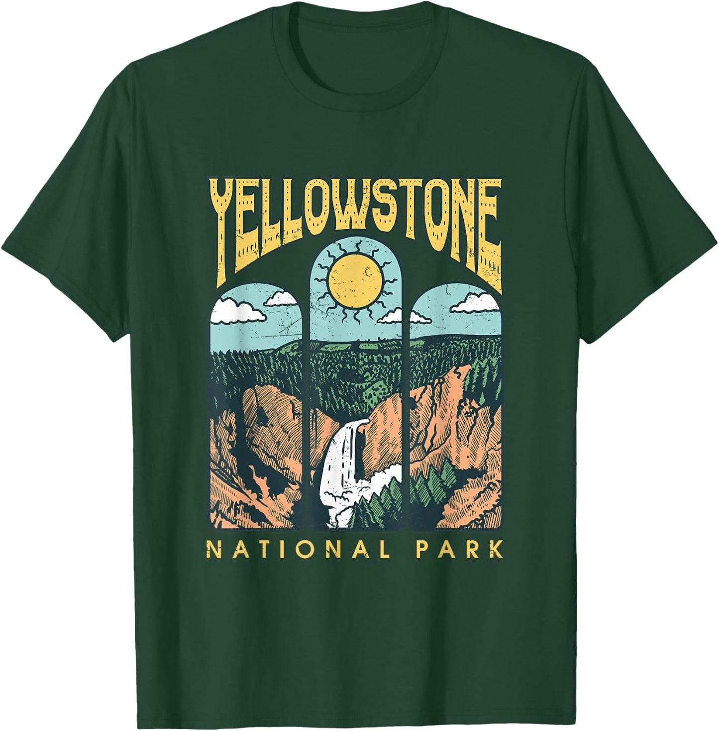 Vintage Yellowstone National Park Hiking Camping Travel T-Shirt - T-Shirt | Forest