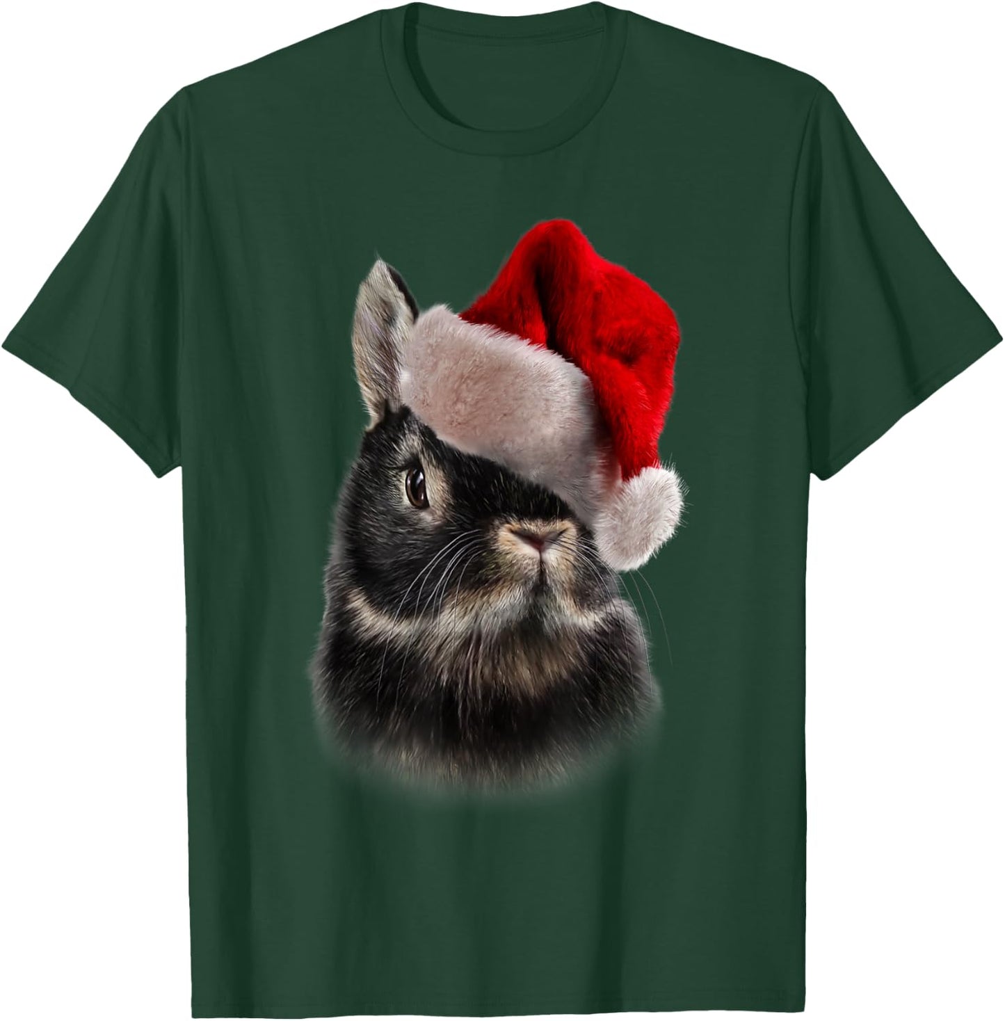 Netherland Dwarf Rabbit, Christmas Santa Hat, Bunny T-Shirt - T-Shirt | Forest