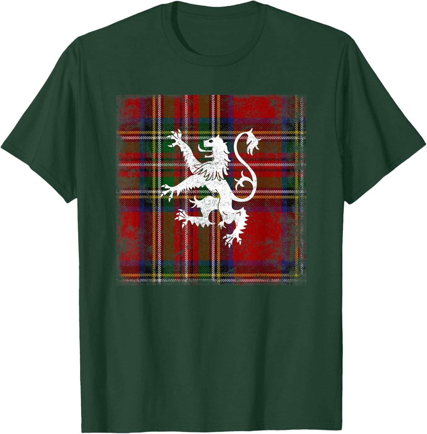 Scottish Tartan Red Plaid Scotland Lion Royal Stewart Clan T-Shirt - T-Shirt | Forest