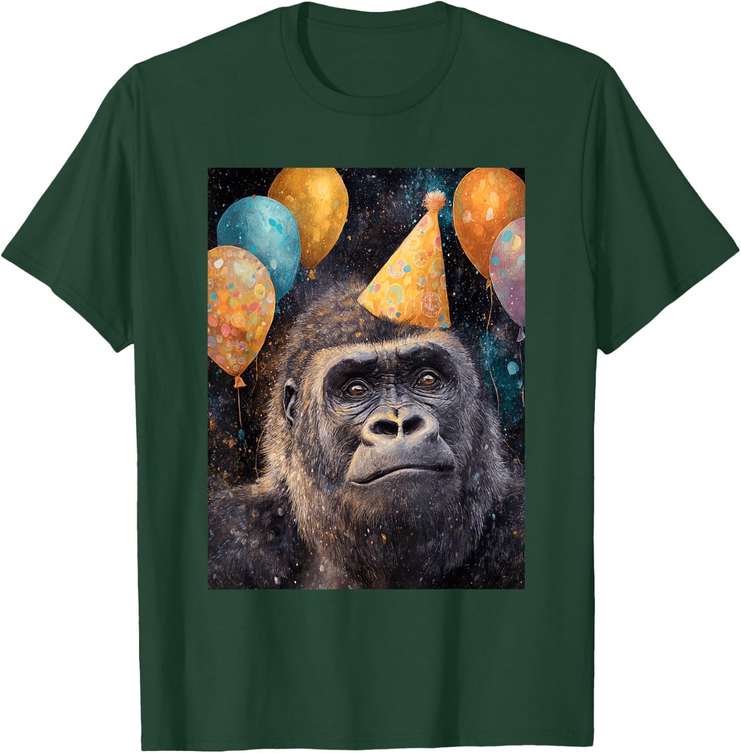 Gorilla Birthday Party Animal Themed in Space T-Shirt - T-Shirt | Forest