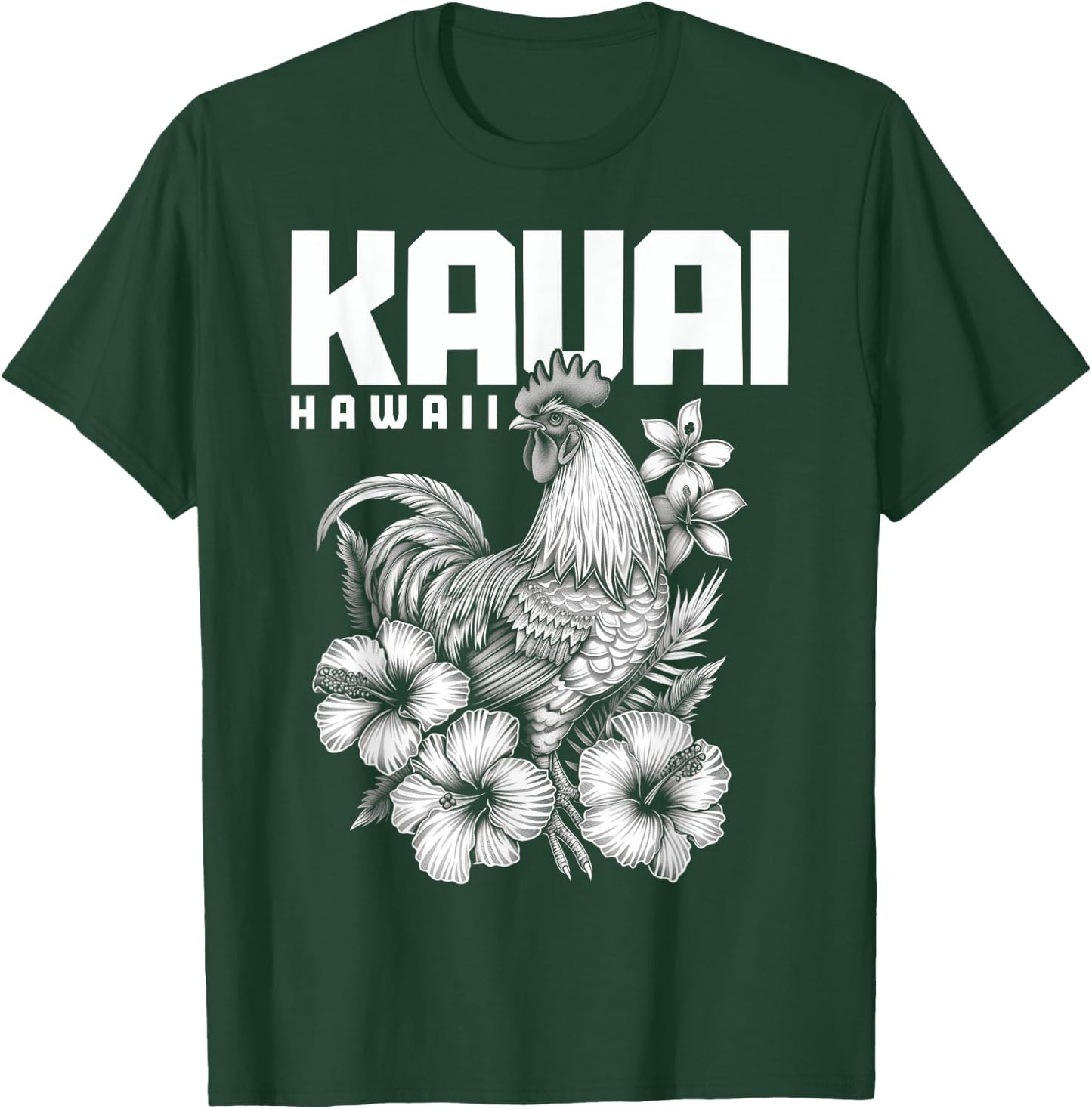 We Love Kauai Hawaii Kauai Hawaii Chicken Hawaiian Hibiscus Flowers Vintage Black T-Shirt - T-Shirt | Forest