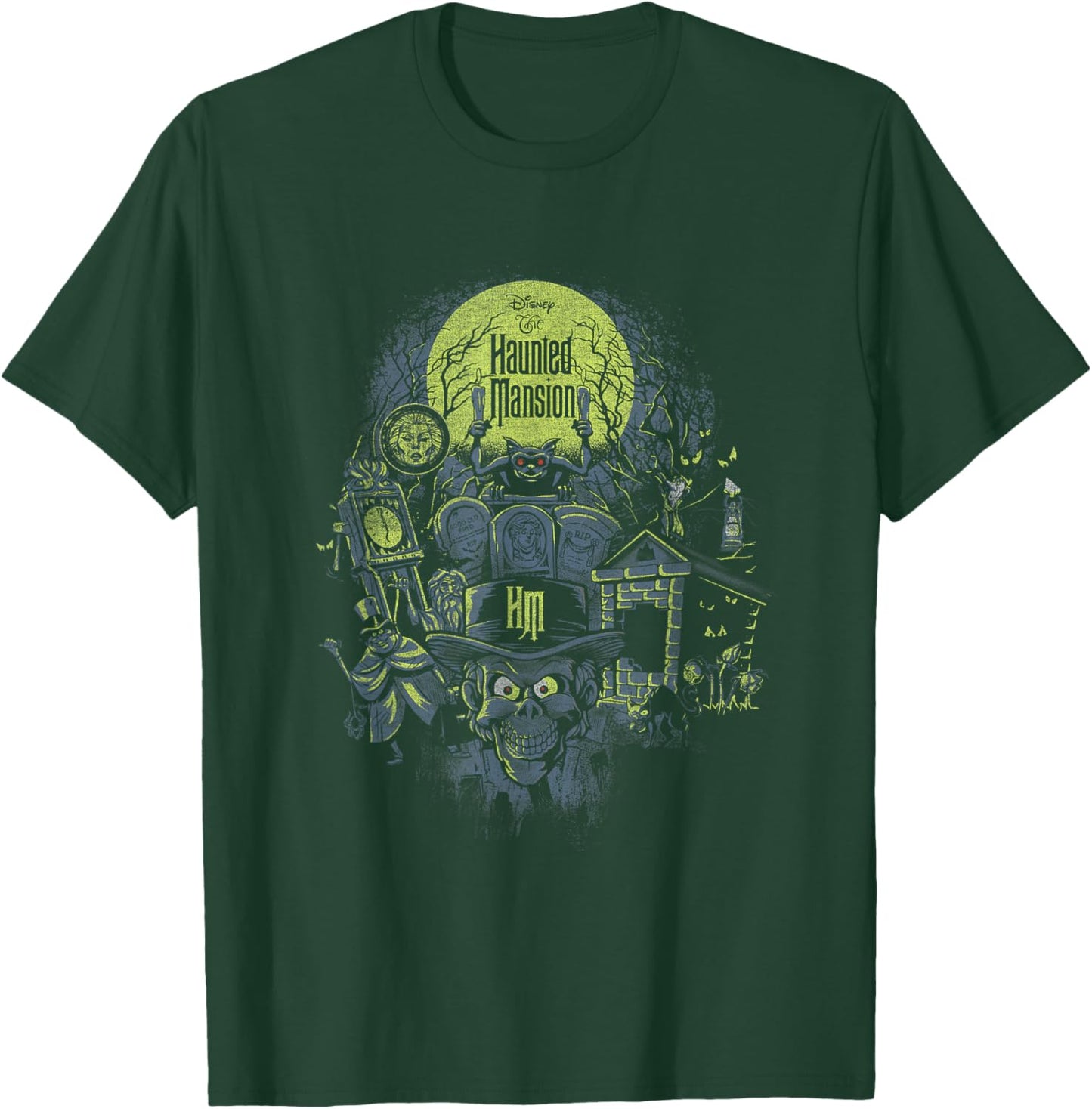 The Haunted Mansion Halloween Haunted Montage Retro Poster T-Shirt - T-Shirt | Forest