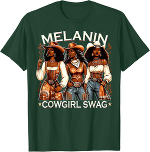 Melanin Cowgirls African Swag Black History Juneteenth T-Shirt - T-Shirt | Forest