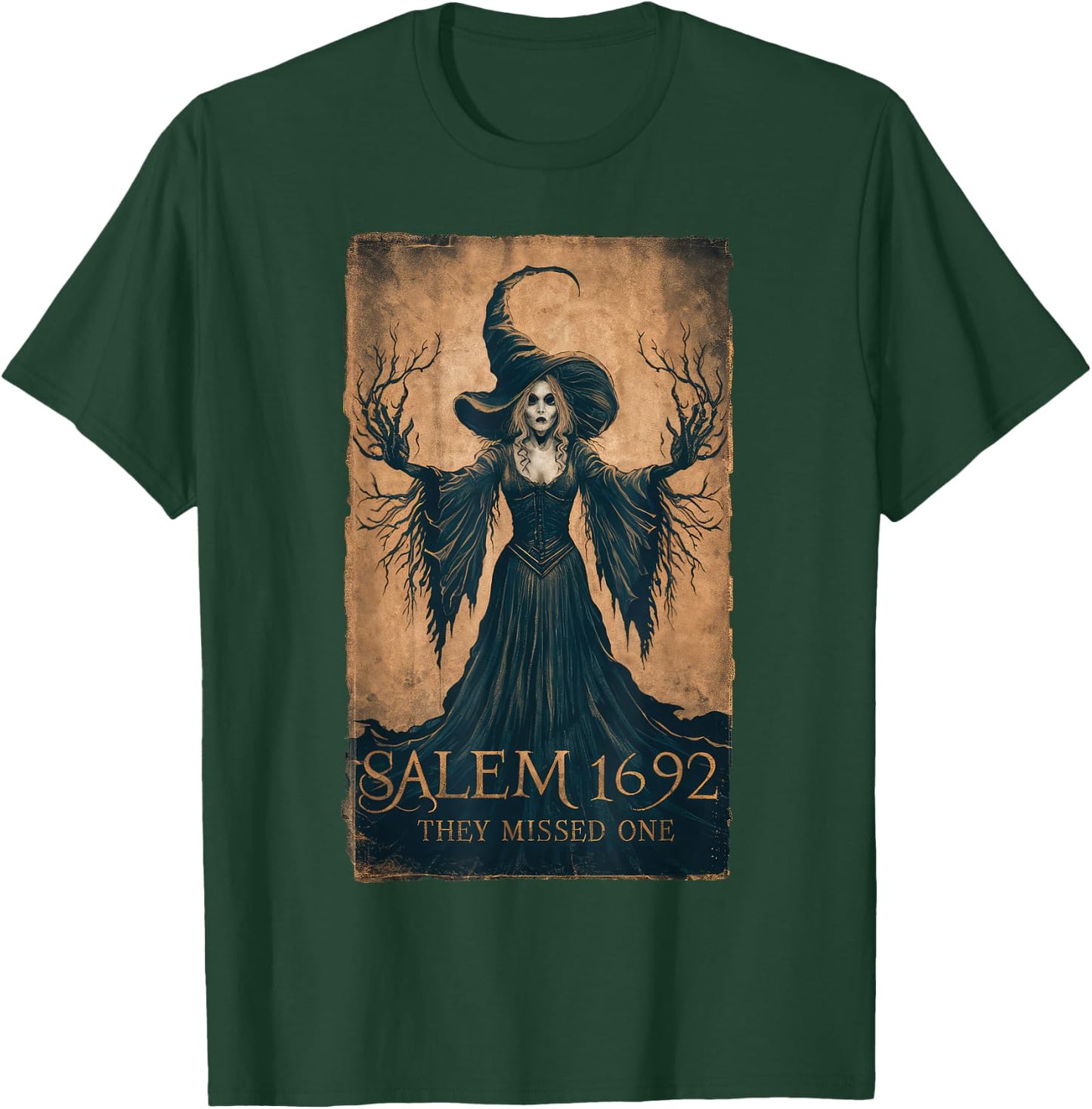Salem 1692 They Missed One Halloween Feminist Witch Trials T-Shirt - T-Shirt | Forest