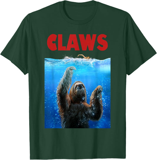 Giant Sloth Terrorizing Swimmer, Beware of Claws T-Shirt - T-Shirt | Forest