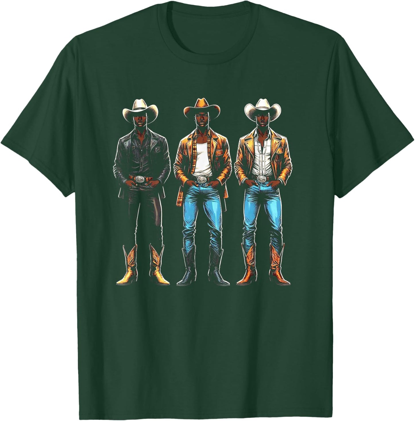 Black Cowboy Western Rodeo Melanin Black History Texas Men T-Shirt - T-Shirt | Forest