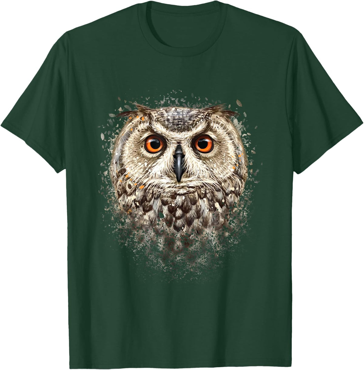 Artistic Owl Face - Birds Ornithologist Nature Animal Lover T-Shirt - T-Shirt | Forest