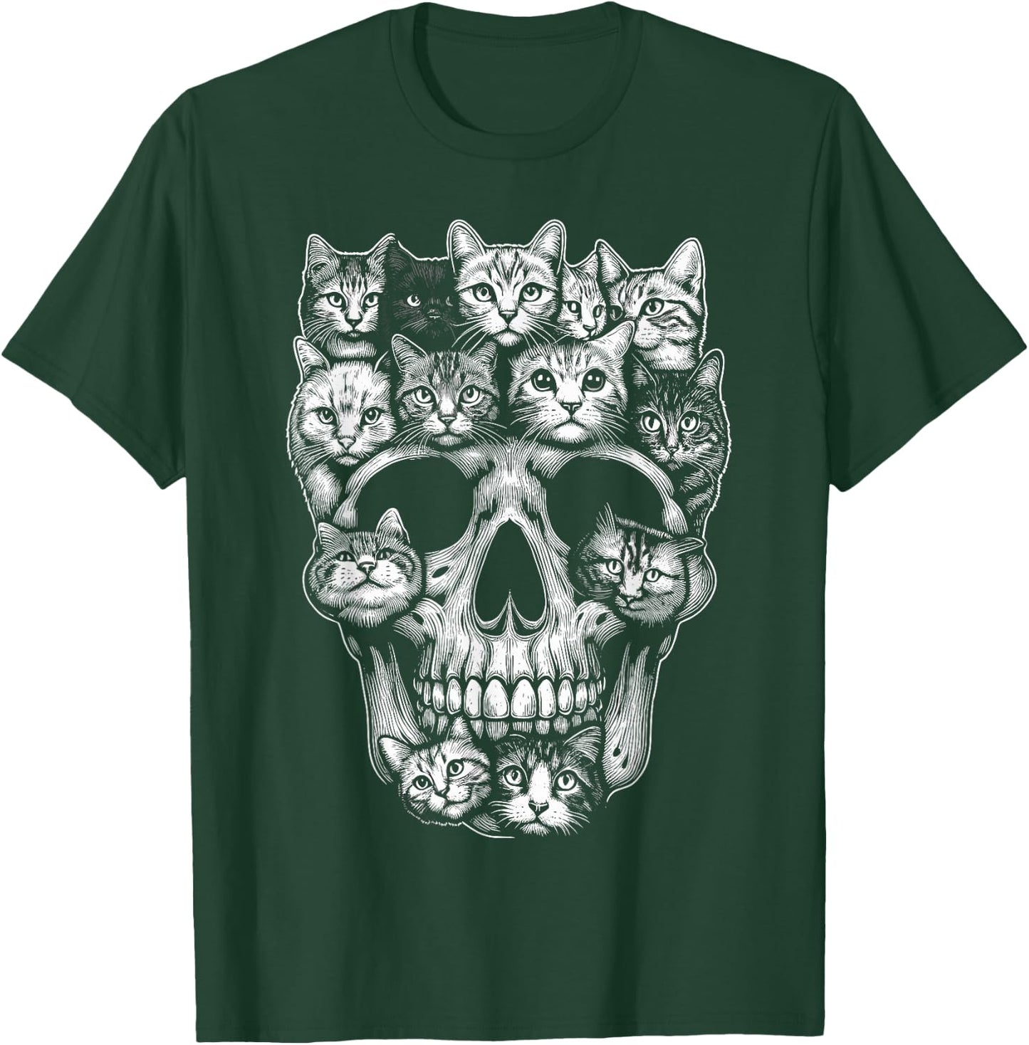 Cat Skull Skeleton Kitty Halloween Costume Cat T-Shirt - T-Shirt | Forest