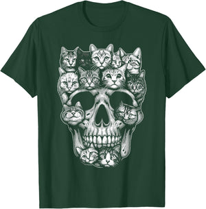 Cat Skull Skeleton Kitty Halloween Costume Cat T-Shirt - T-Shirt | Forest